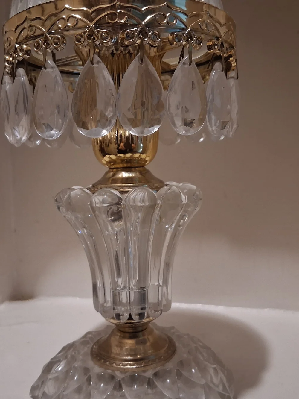 Vintage Michelotti Crystal Boudoir Parlor Lamp